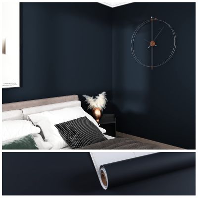 VEELIKE 15.7''x118'' Thick Navy Blue Wallpaper Peel and Stick Modern Blue Contact Paper for Cabinets Drawers Wall Waterproof Self Adhesive Matte Navy Wallpaper for Bedroom Boys Room Bathroom Classroom