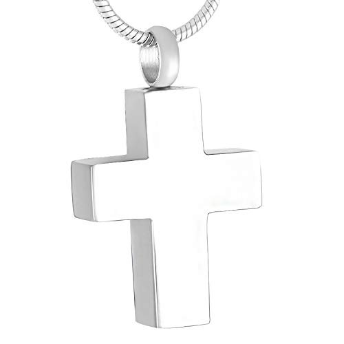 TIANZXS Blank Cross Cremation Pendant,316l Stainless Steel Memorial Urn Jewelry for Men Engravable Keepsake Pendant