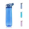 DEARART Blue Water Bottle No Straw, 100% Leakproof Clear Bottles with Handle Easy Carried, Wide Mouth AUTOSPOUT Lock Button Flip Up Lid, Suit Sports School Travel Office Gym, 26oz view 1