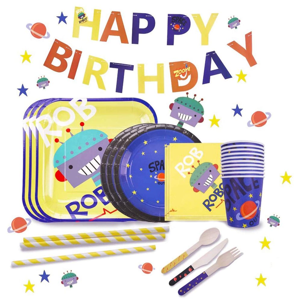Altatac 109 Pcs 12 Guests Kids Plates Cups Napkins Straws Birthday Party Supplies Set