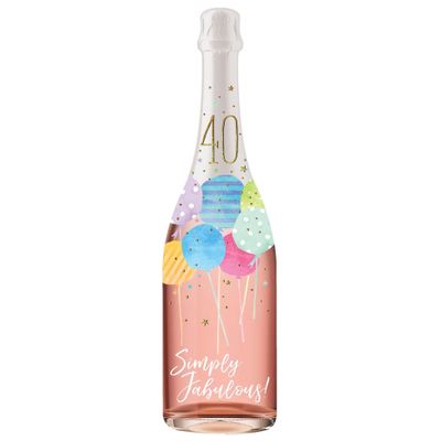 Pictura Musical Birthday Cards - Champagne Bottle-Shaped Card with Envelope, 10" x 2.75", 40th Simply Fabulous