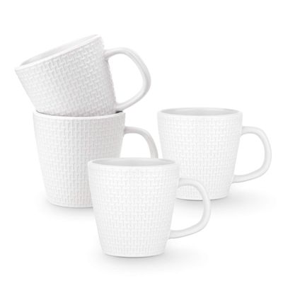Stone lain Abigael Weave Stoneware Dish Set, 4 Mugs, White