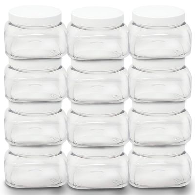 Clear Plastic Jars With Lids  Empty Containers For Cosmetic Creams, Scrubs, Balms, Travel Supplies & Much More (8 oz (12 Pack))