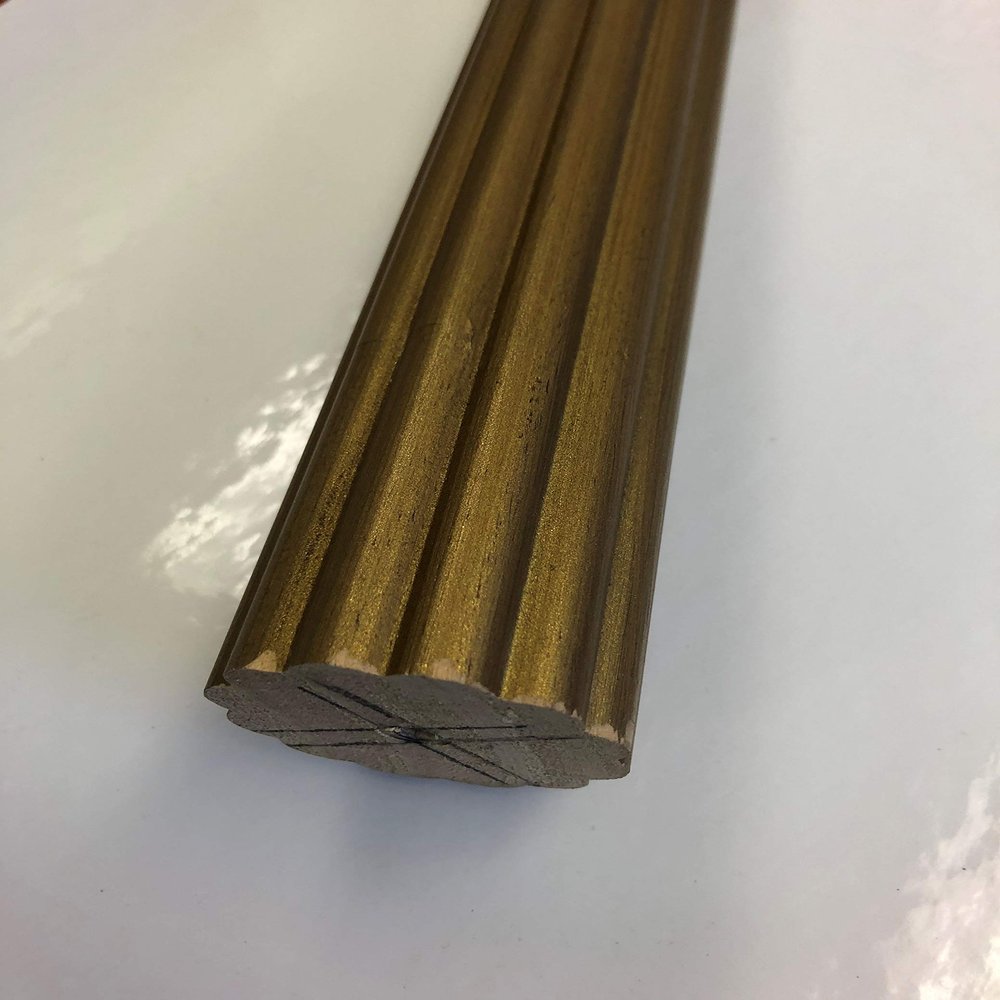 2 Inch Diameter Drapery Wood Fluted Curtain Rod 8 FT (Gold)