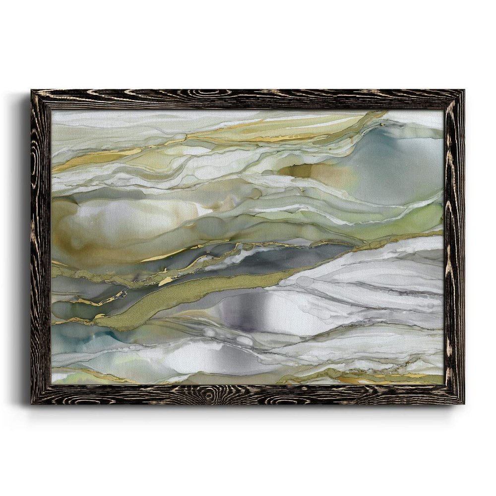 Framed Canvas Wall Art Decoration Mordern Abstract Painting with Black Barnwood Frame for Home and Office, Ready to Hang