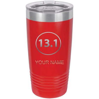 Personalized Custom Engraved 13.1 Half Marathon Race Runner Stainless Steel Double-Wall Insulated Tumbler 20-Ounce Running Event Travel Coffee Cup Mug Customizable