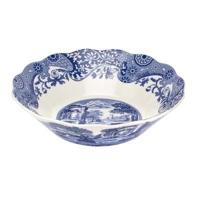 Spode Blue Italian Daisy Bowl | Serve Pasta, Salad, Or Soup | Scalloped Edge Design | Made of Porcelain | Measures 10-Inches | Dishwasher Safe (Blue/White)