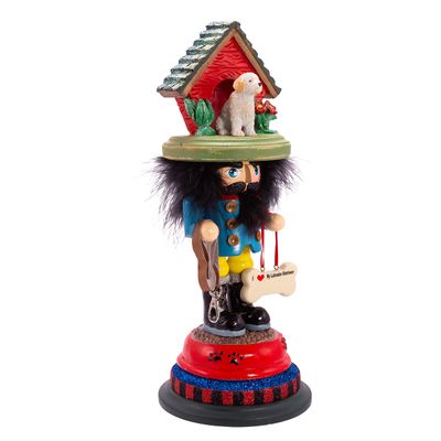 Kurt S. Adler 14-Inch Hollywood Nutcracker with Labradoodle Doghouse Hat with Sign