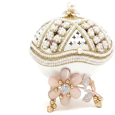Easter Luxury Decor ONE OF A KIND Gift for women Christmas gifts from daughter Unique FABERGE egg Floral Trinket Box DESIGNER Gift 24k GOLD Pearls Faberge NECKLACE & BRACELET Faberg egg HANDMADE