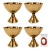 Craftsman Satvik 4 Pc Set of Brass Handmade Pyali Diya Ornamental Oil Lamp Deepak Payali Deepam Kutthu Vilakku Indian Housewarming Return Gift Item view 1