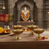Craftsman Satvik 4 Pc Set of Brass Handmade Pyali Diya Ornamental Oil Lamp Deepak Payali Deepam Kutthu Vilakku Indian Housewarming Return Gift Item view 3
