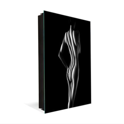Concept Crystal Key Cabinet Storage Box with Frameless Glass White Board K15 Chic World: Stripped Light