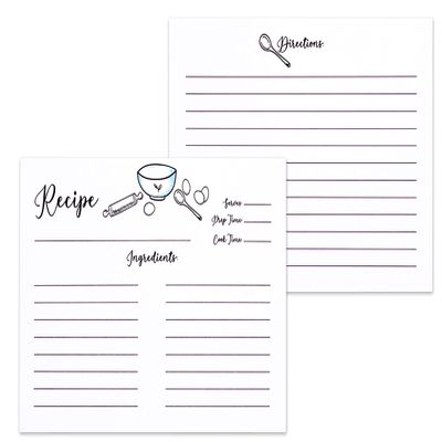 Outshine Recipe Cards| 50 Blank Recipe Cards | Double Sided Thick Card Stock for Recipe Holders - 4x6 White