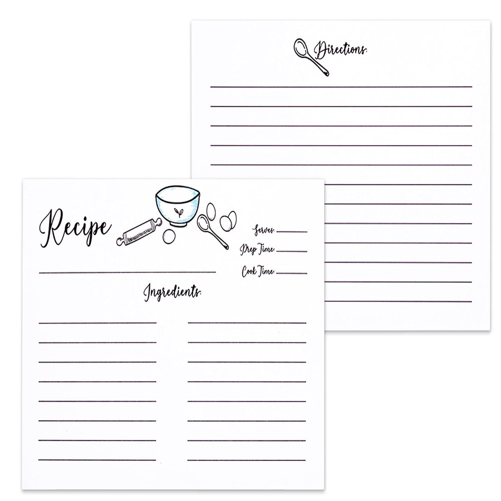 Outshine Recipe Cards| 50 Blank Recipe Cards | Double Sided Thick Card Stock for Recipe Holders - 4x6 White