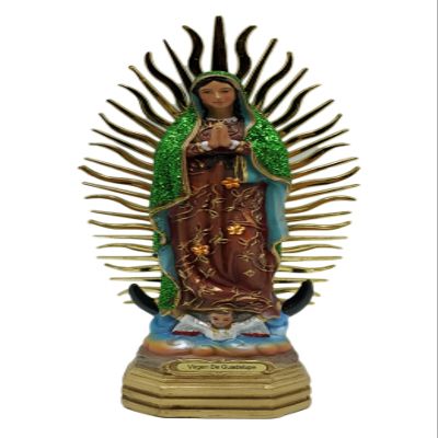 8" Inch Our Lady of Guadalupe Glitter Golden Rays from The Sun Virgin Mary Statue Virgen Imagen Estatua Religious Gift