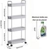 SOLEJAZZ Slim Rolling Storage Cart with Wheels 4 Tier Skinny Bathroom Storage Organizer Narrow Shelf Unit Thin Laundry Room Utility Cart for Bedside Kitchen Office Next to Fridge Small Places, Gray view 2
