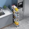 SOLEJAZZ Slim Rolling Storage Cart with Wheels 4 Tier Skinny Bathroom Storage Organizer Narrow Shelf Unit Thin Laundry Room Utility Cart for Bedside Kitchen Office Next to Fridge Small Places, Gray view 3