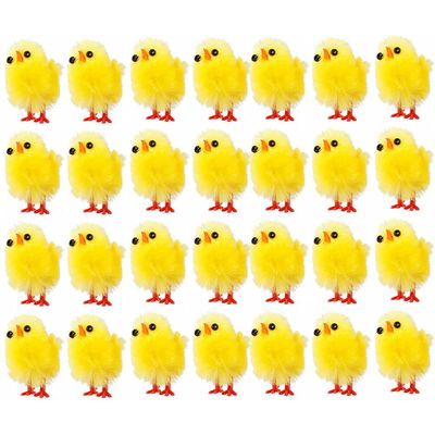 HEALLILY 120pcs 3cm Easter Mini Chicks Set Cartoon Fuzzy Newborn Chicken Easter Funny Party Supplies Easter Chicken Decorations