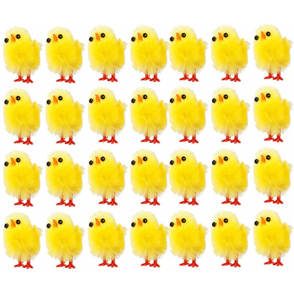 HEALLILY 120pcs 3cm Easter Mini Chicks Set Cartoon Fuzzy Newborn Chicken Easter Funny Party Supplies Easter Chicken Decorations