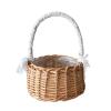 DULRLLY Wicker Rattan Flower Basket, Willow Handwoven Basket with Handle and Plastic Insert, Easter Eggs Candy Basket Wedding Flower Girl Baskets view 1