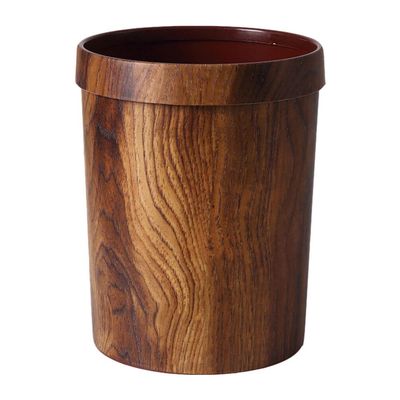 BESPORTBLE Wood Trash Can, Round Stackable Wastebasket, Natural Wood Garbage Recycling Bin Rustic Garbage Can for Bedroom Bathroom Office Living Room Kitchen
