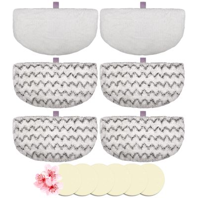 Flammi 4 Scrub+2 Soft Steam Mop Replacement Pad & 6 Scent Discs for Bissell Powerfresh Steam Mop 1940 1806 1440 1544 Series, Model 2685A 2075A 19402 19404 19408 1940A 1940Q 1940T 1940W, Part# 5938