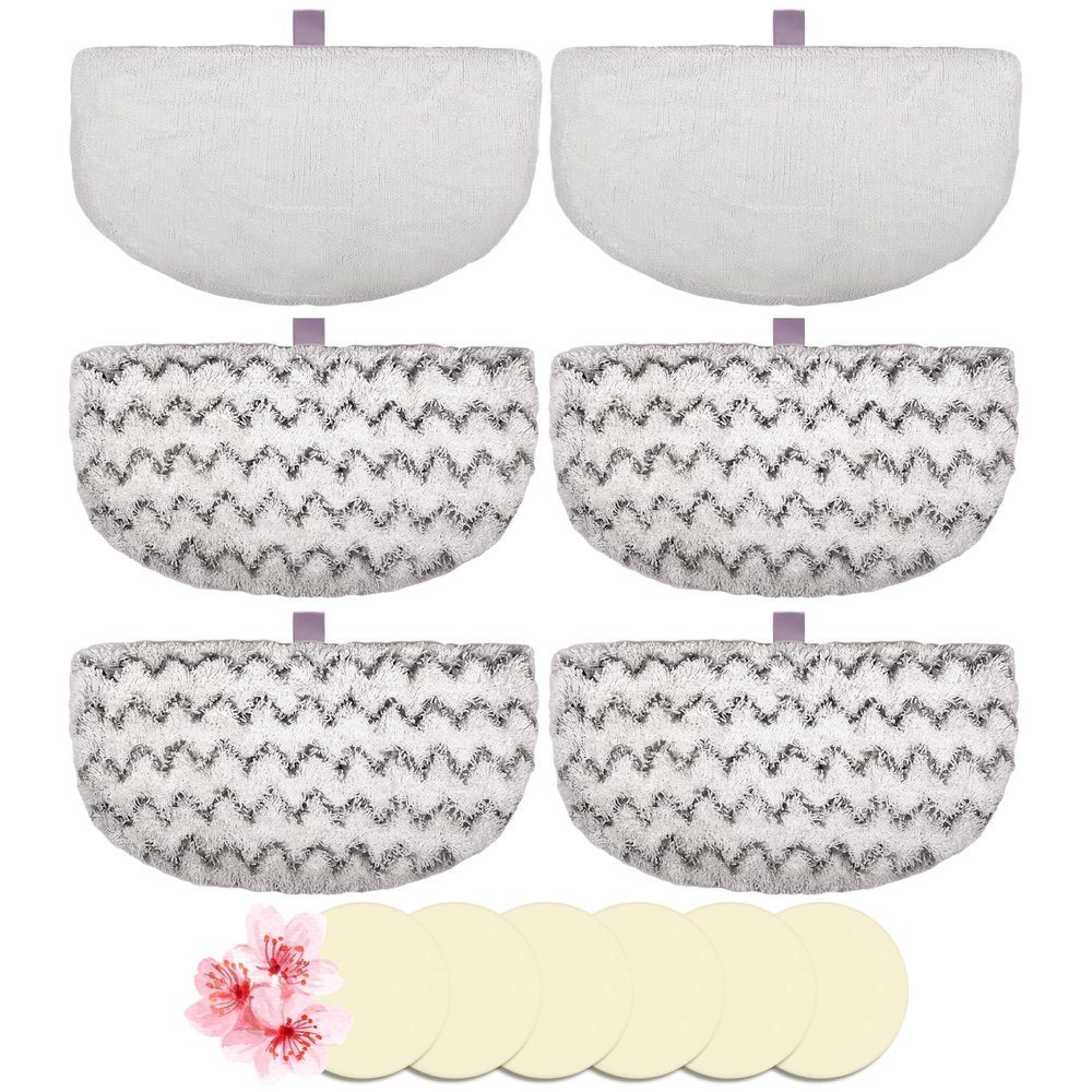 Flammi 4 Scrub+2 Soft Steam Mop Replacement Pad & 6 Scent Discs for Bissell Powerfresh Steam Mop 1940 1806 1440 1544 Series, Model 2685A 2075A 19402 19404 19408 1940A 1940Q 1940T 1940W, Part# 5938