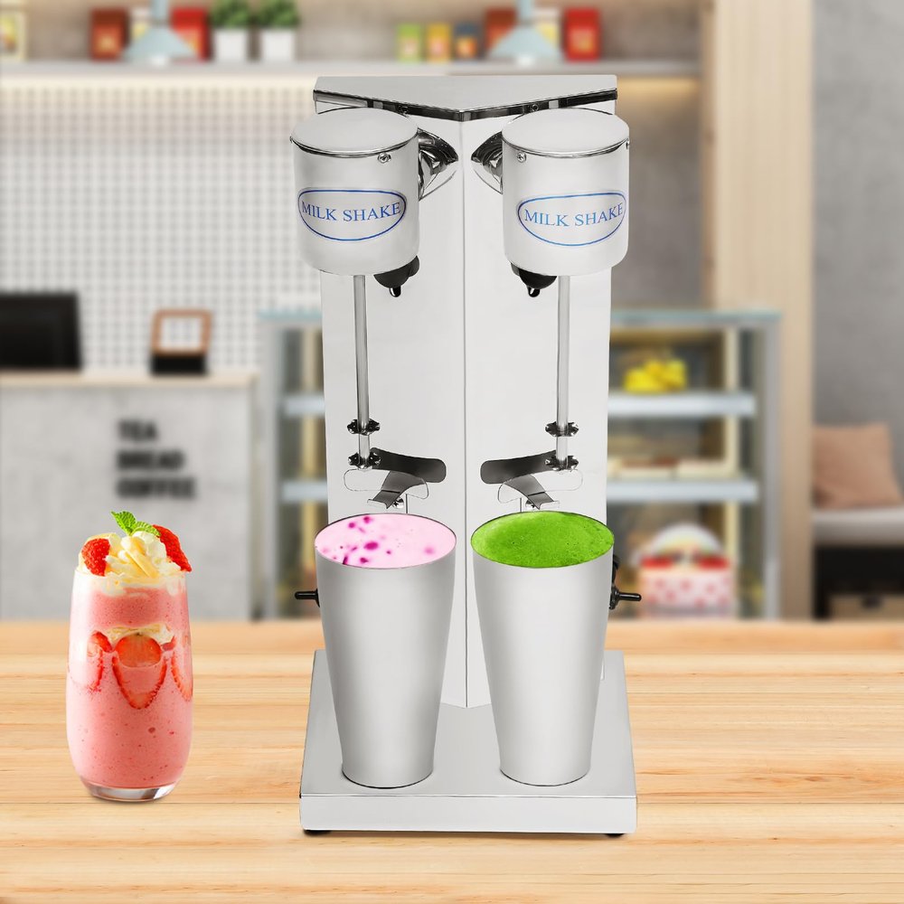 Double Heads Milk Shaking Machine, 180W+180W Commercial Stainless Steel Protein Shakes Smoothie Maker Drink Mixer Suitable in Commercial or Family