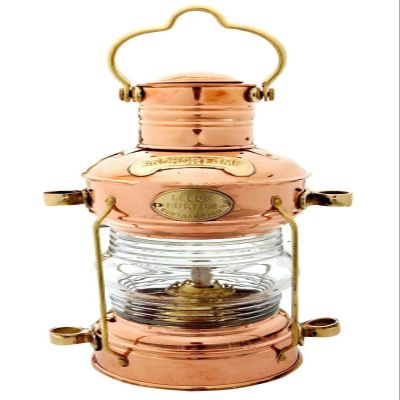 Anchor Oil Lamp Hurricane Lantern Brass & Copper Leeds Burton Nautical Ship Marine 14" Lantern