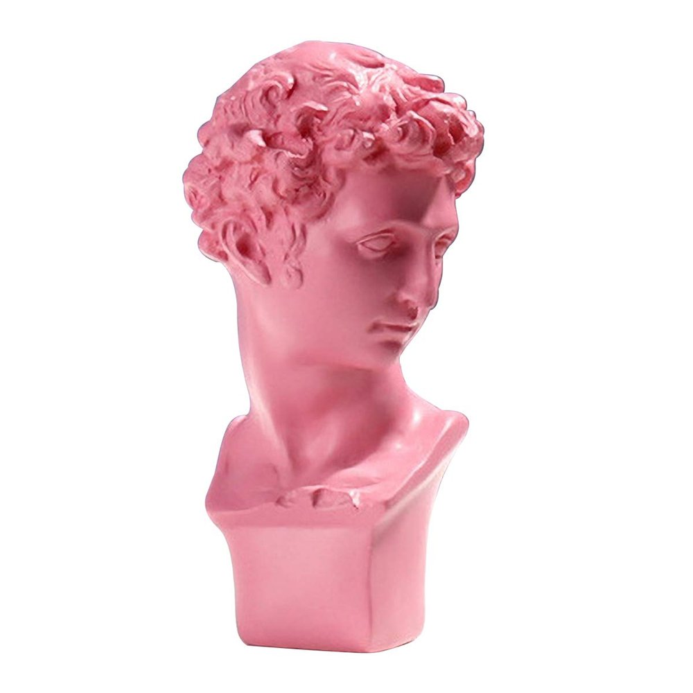 LKXHarleya 5.7" Classic Greek giuliano de Medici Sculpture Figurine Replica Resin David Bust Statue Home Decor(Red)