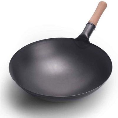 Cast Iron Non-stick Wok, High Temperature Versatile Resistant, with Non-slip Wooden Handle, Universal Gas Cooker-40cm