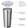 VEGOND 20oz Tumbler Bulk with Lid and Straw 12 Pack, Stainless Steel Vacuum Insulated Tumbler, Double Wall Coffee Cup Travel Mug, Stainless Steel view 2