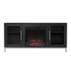 Teamson Home Lainey 54" Wooden Entertainment Center with Fireplace, Two Glass Door Cabinets, Black view 3