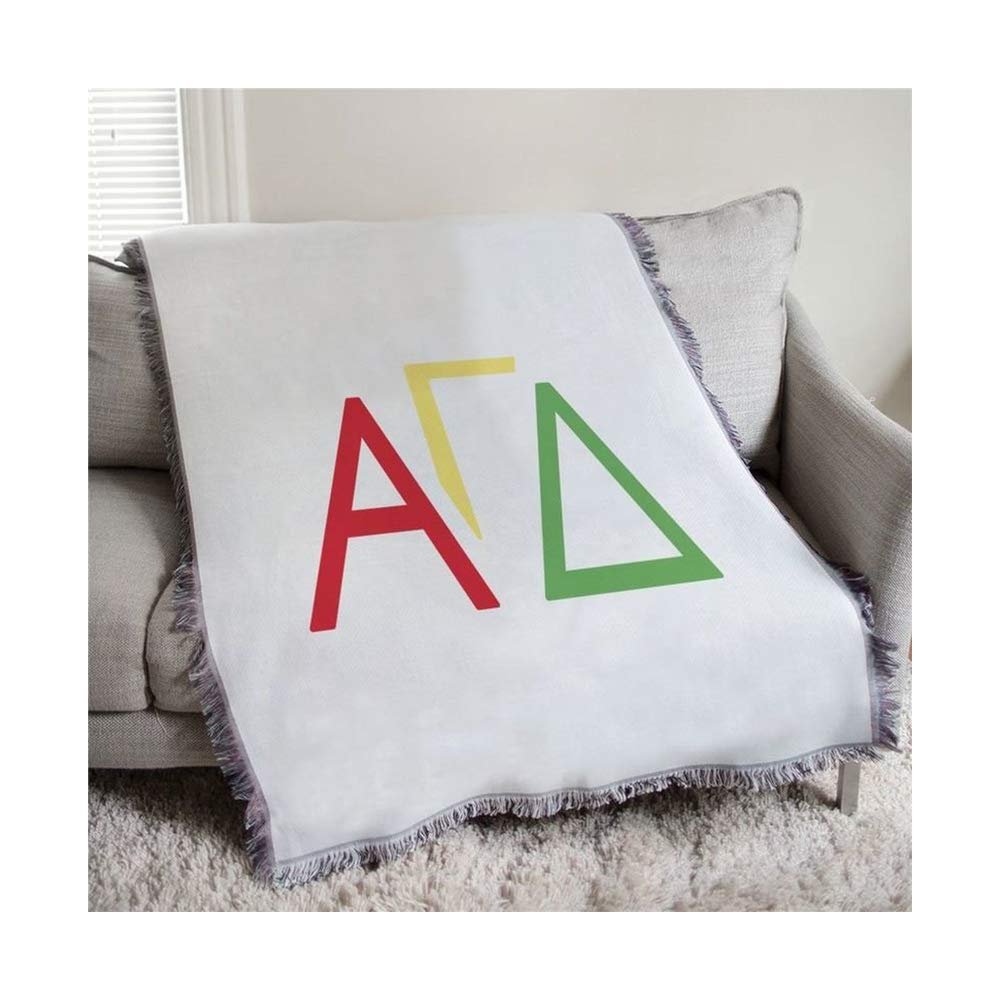 Alpha Gamma Delta Three Color Greek Letters Afghan Blanket Throw