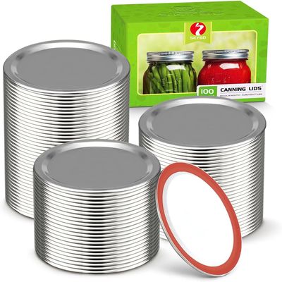 100-Count, REGULAR Mouth Canning Lids for Ball, Kerr Jars - Split-Type Metal Mason Jar Lids for Canning - Food Grade Material, 100% Fit & Airtight for Regular Mouth Jars(70mm)