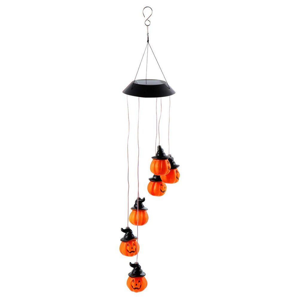 SOLUSTRE 1pc Halloween Solar Wind Chimes Lamp Outdoor Decorative Hanging Lamp Pumpkin Design for Garden Patio Festive Decor Unique Solar