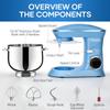 9.5 Qt Stand Mixer, 10-Speed Tilt-Head Food Mixer, Vezzio 660W Kitchen Electric Mixer with Stainless Steel Bowl, Dishwasher-Safe Attachments for Most Home Cooks(Blue) view 4