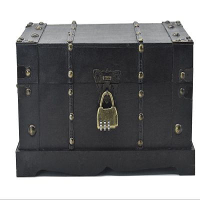 JFFCESTORE Antique Decorative Wooden Storage Chest Vintage Wood Treasure Box Trunk With Lock for House Decoration