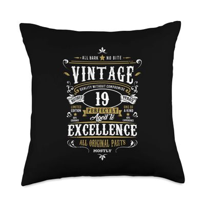 19th Birthday Men Son Age 19 Vintage for him Vintage 19th Birthday for Men Age 19 Year Old Son 2003 Throw Pillow, 18x18, Multicolor