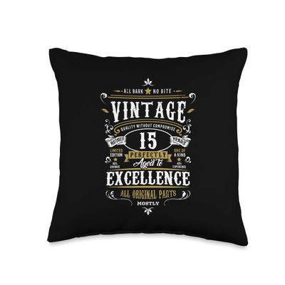 15th Birthday Boy Son Age 15 Vintage for him Vintage 15th Birthday Boys Girl 15 Year Old Teen 2007 Throw Pillow, 16x16, Multicolor