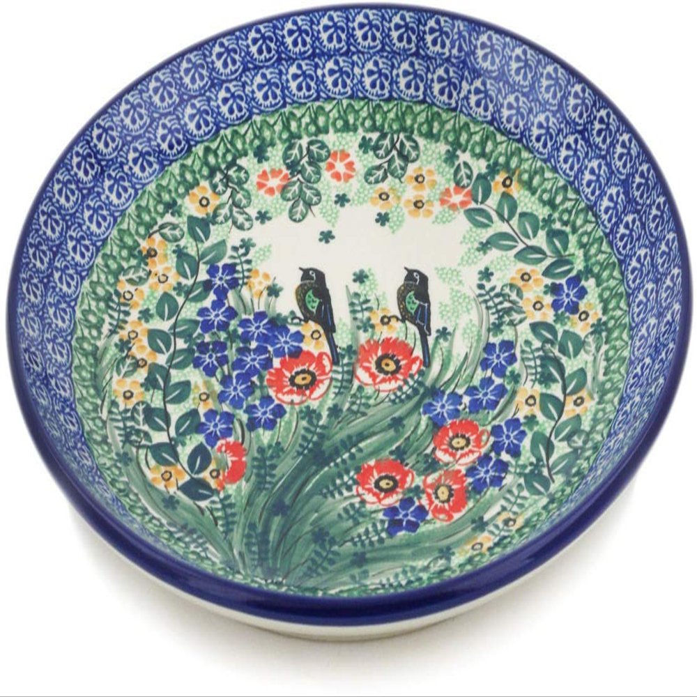 Polmedia Polish Pottery Dinner Plate UNIKAT - Window Views Pattern Handmade in Boleslawiec Poland by Ceramika Artystyczna + Certificate of Authenticity