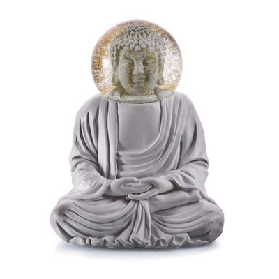 DONKEY Summer Globe - The Grey Buddha | Decorative Figure with Snow Globe in Trendy Matte Grey Design