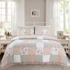 Cozy Line Home Fashions Tea Party Floral & Paisley Garden 3-Piece Pink Blue Yellow Green Ruffle Patchwork Cotton Reversible King Quilt Bedding Set view 1