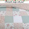 Cozy Line Home Fashions Tea Party Floral & Paisley Garden 3-Piece Pink Blue Yellow Green Ruffle Patchwork Cotton Reversible King Quilt Bedding Set view 3