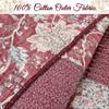 Cozy Line Home Fashions 100% Cotton True Patchwork Reversible Red Rose Plaid Floral Quilt Bedding Set, Coverlet Bedspread (Vintage Garden, King - 3 Piece) view 3