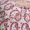 3-Piece Queen Size Cotton Paisley Leaf Floral Henna Stripe Beige Red Orange Coral Flowers Reversible Quilt Bedding Set view 4