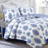3-Piece King Size Cotton Navy Blue Emerson Paisley Kaleidoscope Medallion Reversible Quilt Bedding Set view 1