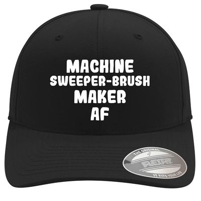 Machine Sweeper-Brush Maker AF - Soft Flexfit Baseball Hat Cap, Black, Large/X-Large