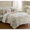Cozy Line Home Fashions Blooming Red White Floral 100% Cotton Reversible Quilt Bedding Set, Coverlet Bedspread (Camellia Green, King - 3 Piece) view 1