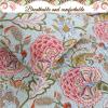 3-Piece Queen Size Cotton Blooming Camellia Flower Garden Red Coral Sage Green Reversible Queen Quilt Bedding Set view 3